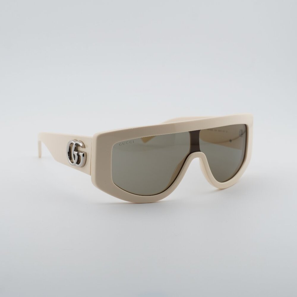Gucci GG1950S 004 Sunglasses Ivory Shield Frame, Brown Lenses